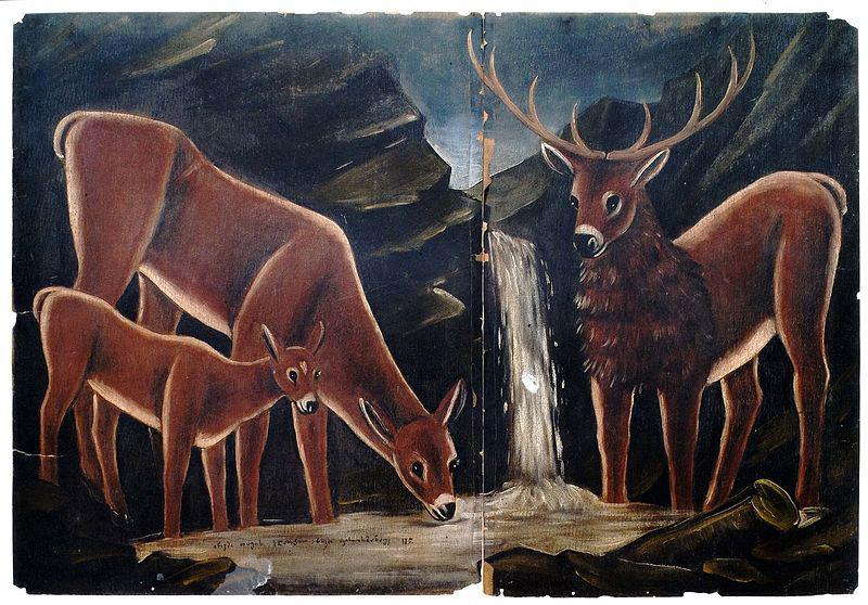 Niko Pirosmanashvili A Family of Deer oil painting picture